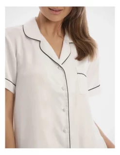 Best Sale 🛒 Chloe & Lola Basics Short Sleeve Satin Pyjamas Set Ivory 😀 -sleepwear-robes Sales unnamed file 107