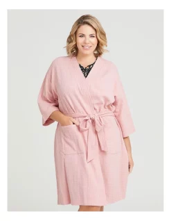 Discount 😀 Taking Shape Cotton Blend Waffle Robe In Vintage Rose 🌟 -sleepwear-robes Sales unnamed file 1109