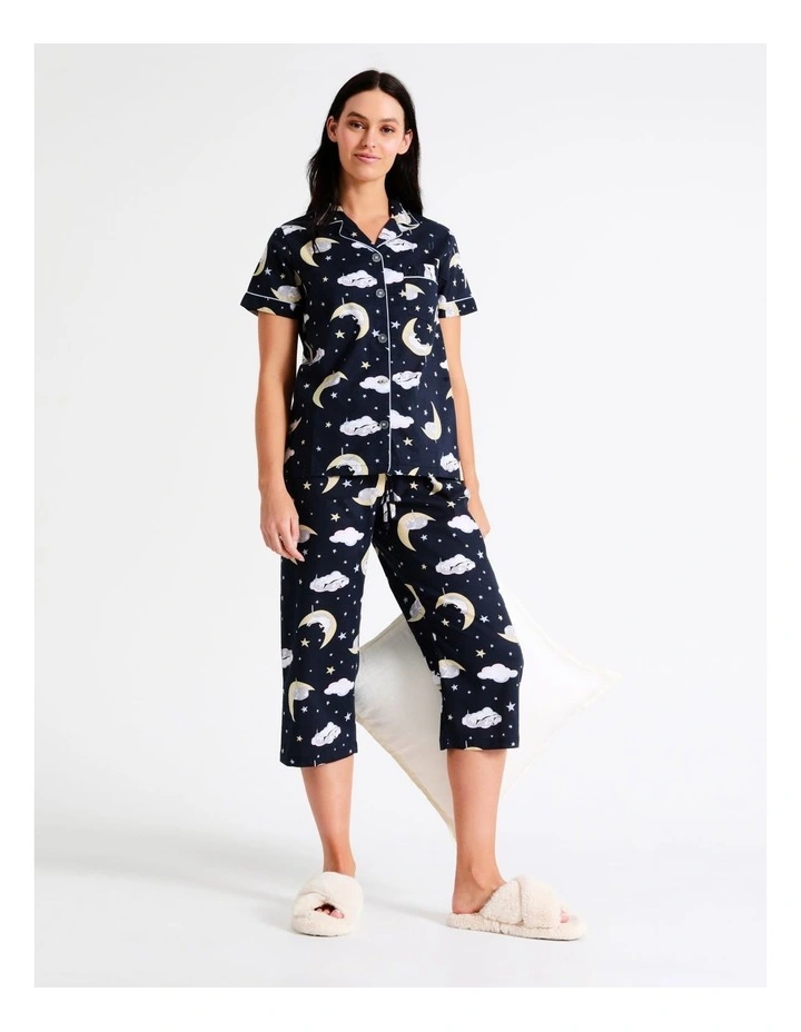 Wholesale π Soho Organic Cotton 3/4 PJ Set In Navy π 3 Wholesale π Soho Organic Cotton 3/4 PJ Set In Navy π