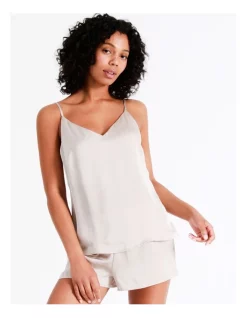 Best Sale 🥰 Chloe & Lola 🔨 Hammered Satin Cami Boxer Set In Champagne 😀 -sleepwear-robes Sales unnamed file 116