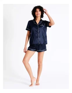 Best reviews of 😉 Chloe & Lola Jacquard Spot Satin Short Sleeve PJ Set In Navy 🧨 -sleepwear-robes Sales unnamed file 1164