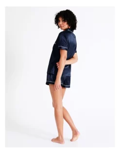 Best reviews of 😉 Chloe & Lola Jacquard Spot Satin Short Sleeve PJ Set In Navy 🧨 -sleepwear-robes Sales unnamed file 1166
