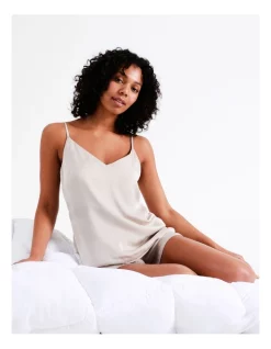 Best Sale 🥰 Chloe & Lola 🔨 Hammered Satin Cami Boxer Set In Champagne 😀 -sleepwear-robes Sales unnamed file 117