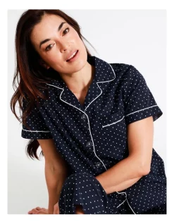 Budget 🔥 Soho Organic Cotton 3/4 PJ Set In Navy Multi 🌟 -sleepwear-robes Sales unnamed file 1182