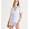 Deals 🎁 Chloe & Lola 🔨 Hammered Satin Short Sleeve PJ Set In Blue 🔥 -sleepwear-robes Sales unnamed file 1191