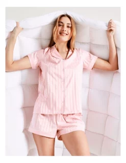 Wholesale ❤️ Chloe & Lola Satin Short Sleeve PJ Set In Pink/White 🌟 -sleepwear-robes Sales unnamed file 1212