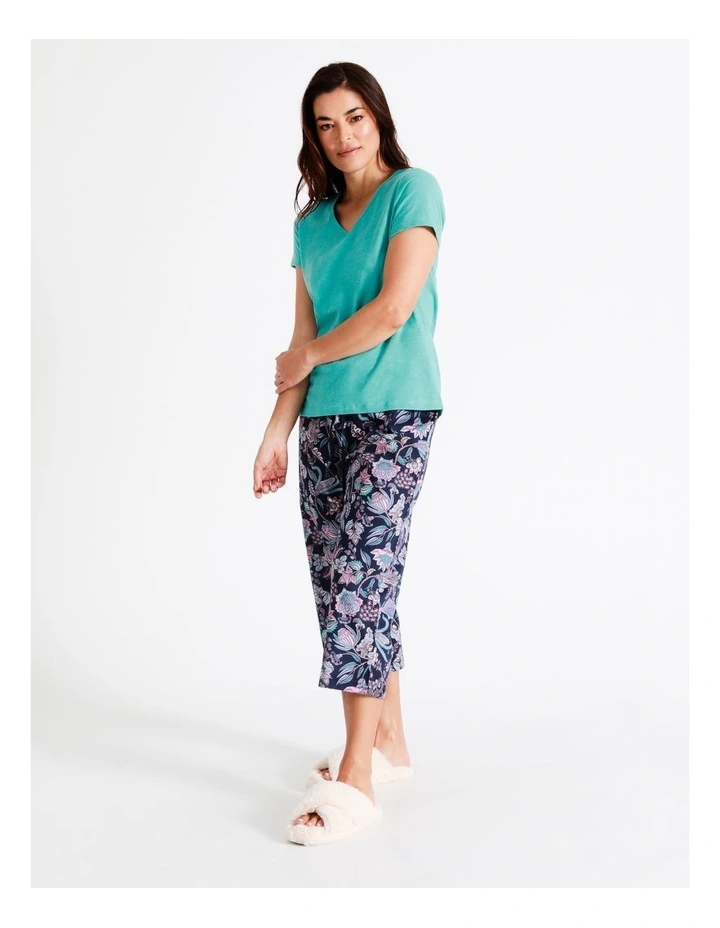 Wholesale βοΈ Soho Organic Cotton Knit V-Neck 3/4 PJ Set In Aqua π 4 Wholesale βοΈ Soho Organic Cotton Knit V-Neck 3/4 PJ Set In Aqua π - Image 2