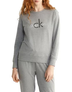 Buy 🌟 Calvin Klein Logo Lounge Refresh Long Sleeve Sweatshirt In Grey 🧨