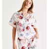 Brand new 🤩 Chloe & Lola New Pebbled Satin Short Sleeve PJ Top In White Multi 🧨 -sleepwear-robes Sales unnamed file 1285