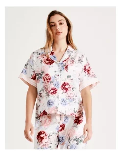 Brand new 🤩 Chloe & Lola New Pebbled Satin Short Sleeve PJ Top In White Multi 🧨 -sleepwear-robes Sales unnamed file 1289