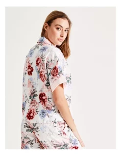 Brand new 🤩 Chloe & Lola New Pebbled Satin Short Sleeve PJ Top In White Multi 🧨 -sleepwear-robes Sales unnamed file 1291