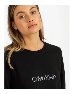 Cheapest 👍 Calvin Klein Logo Lounge Long Sleeve Sweatshirt Black 🎁 -sleepwear-robes Sales unnamed file 1302