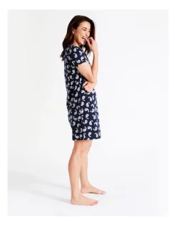 Coupon ✔️ Soho Organic Cotton Short Sleeve Half Placket Nightie In Navy 🌟 -sleepwear-robes Sales unnamed file 1355