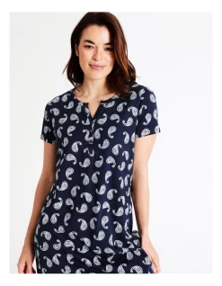 Coupon ✔️ Soho Organic Cotton Short Sleeve Half Placket Nightie In Navy 🌟 -sleepwear-robes Sales unnamed file 1356