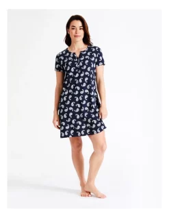 Coupon ✔️ Soho Organic Cotton Short Sleeve Half Placket Nightie In Navy 🌟 -sleepwear-robes Sales unnamed file 1357