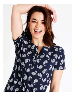Coupon ✔️ Soho Organic Cotton Short Sleeve Half Placket Nightie In Navy 🌟 -sleepwear-robes Sales unnamed file 1359