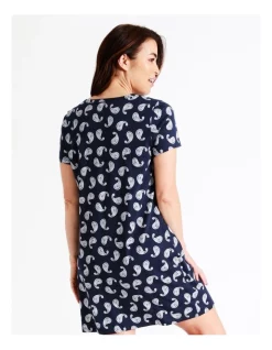 Coupon ✔️ Soho Organic Cotton Short Sleeve Half Placket Nightie In Navy 🌟 -sleepwear-robes Sales unnamed file 1360
