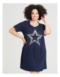 Wholesale 🔥 Taking Shape Cotton Short Sleeve Nightie In Navy 🔔