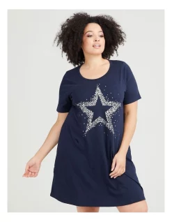 Wholesale 🔥 Taking Shape Cotton Short Sleeve Nightie In Navy 🔔 -sleepwear-robes Sales unnamed file 1370