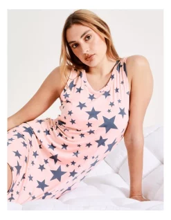 Flash Sale 😉 Chloe & Lola Stars Print Sleeveless Nightie In Pink/Charcoal ⭐ -sleepwear-robes Sales unnamed file 1399