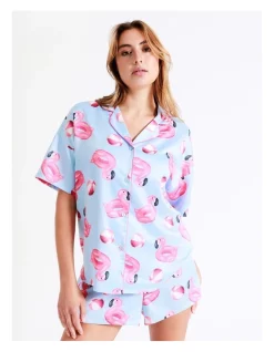 Brand new 🧨 Chloe & Lola Novelty Satin Short Sleeve PJ Set In Blue 🧨
