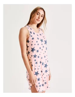 Flash Sale 😉 Chloe & Lola Stars Print Sleeveless Nightie In Pink/Charcoal ⭐ -sleepwear-robes Sales unnamed file 1400