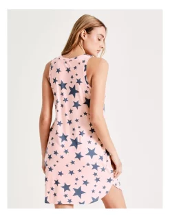 Flash Sale 😉 Chloe & Lola Stars Print Sleeveless Nightie In Pink/Charcoal ⭐ -sleepwear-robes Sales unnamed file 1401
