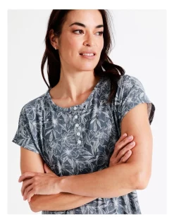 Best Sale 🧨 Soho Core Knit Short Sleeve Placket Nightie In Navy 😀 -sleepwear-robes Sales unnamed file 1421