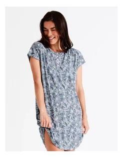 Best Sale 🧨 Soho Core Knit Short Sleeve Placket Nightie In Navy 😀 -sleepwear-robes Sales unnamed file 1422