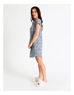 Best Sale 🧨 Soho Core Knit Short Sleeve Placket Nightie In Navy 😀 -sleepwear-robes Sales unnamed file 1423
