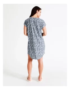 Best Sale 🧨 Soho Core Knit Short Sleeve Placket Nightie In Navy 😀 -sleepwear-robes Sales unnamed file 1424
