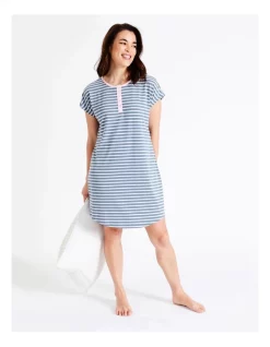 Top 10 🎉 Soho Core Placket Short Sleeve Nightie In Navy 🎁