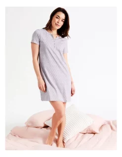 Coupon 🎉 Soho Organic Cotton Short Sleeve Half Placket Nightie In Pink 😉 -sleepwear-robes Sales unnamed file 1446