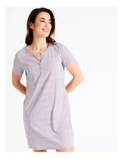 Coupon 🎉 Soho Organic Cotton Short Sleeve Half Placket Nightie In Pink 😉 -sleepwear-robes Sales unnamed file 1449
