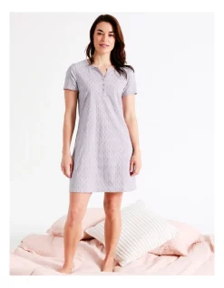 Coupon 🎉 Soho Organic Cotton Short Sleeve Half Placket Nightie In Pink 😉 -sleepwear-robes Sales unnamed file 1451