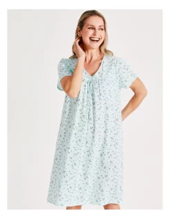 Cheapest 👍 Soho Knit Short Length Short Sleeve Nightie In Seafoam 🌟