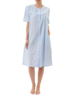 Buy ✔️ Givoni Seersucker Brunchcoat In Blue Check 🥰