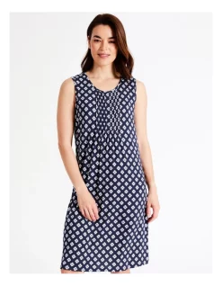 Outlet 😉 Soho Viscose Elastane Sleeveless Nightie In Navy Multi 🥰 -sleepwear-robes Sales unnamed file 1471