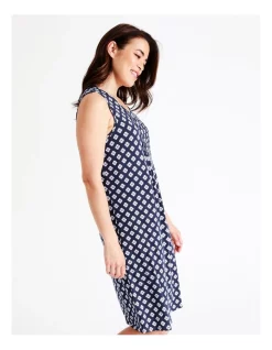 Outlet 😉 Soho Viscose Elastane Sleeveless Nightie In Navy Multi 🥰 -sleepwear-robes Sales unnamed file 1472