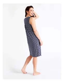 Outlet 😉 Soho Viscose Elastane Sleeveless Nightie In Navy Multi 🥰 -sleepwear-robes Sales unnamed file 1473