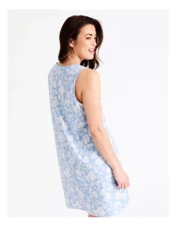 Budget 🎁 Soho Organic Cotton Half Placket Sleeveless Nightie In Blue 🎉 -sleepwear-robes Sales unnamed file 1500