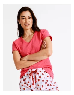 Coupon 😍 Soho Organic Cotton Knit V-Neck 3/4 PJ Set In Red 🎁 -sleepwear-robes Sales unnamed file 151