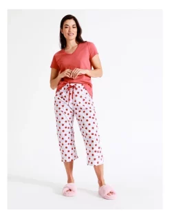 Coupon 😍 Soho Organic Cotton Knit V-Neck 3/4 PJ Set In Red 🎁 -sleepwear-robes Sales unnamed file 152