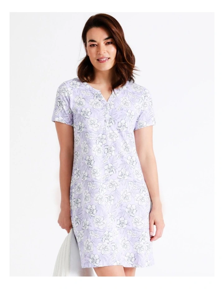 Buy π Soho Organic Cotton Short Sleeve Half Placket Nightie In Lilac βοΈ 3 Buy π Soho Organic Cotton Short Sleeve Half Placket Nightie In Lilac βοΈ