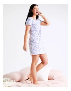 Brand new ⌛ Soho Organic Cotton Short Sleeve Half Placket Nightie In Blue 🌟 -sleepwear-robes Sales unnamed file 1573