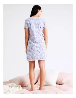 Brand new ⌛ Soho Organic Cotton Short Sleeve Half Placket Nightie In Blue 🌟 -sleepwear-robes Sales unnamed file 1574