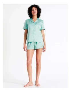 Budget 🤩 Chloe & Lola Satin Short Sleeve Jacquard PJ Set In Mint 🎁 -sleepwear-robes Sales unnamed file 158