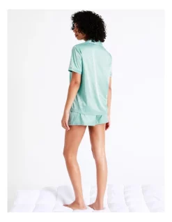 Budget 🤩 Chloe & Lola Satin Short Sleeve Jacquard PJ Set In Mint 🎁 -sleepwear-robes Sales unnamed file 159