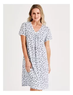 Best Sale 👍 Soho Knit Short Length Short Sleeve Nightie In Blue 🔥