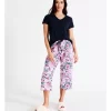 Outlet ⭐ Soho Organic Cotton Knit V-Neck 3/4 PJ Set In Floral/ Navy 🔔 -sleepwear-robes Sales unnamed file 160